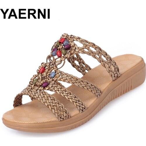 YAERNI wedge sandals for woman bohemia gladiator girls summer thick beach platform sandals casual Sexy 2019 fashion thongs