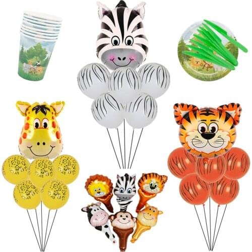 1set Animal Balloons Jungle Safari Theme Party Supplies Favors Kids Boys Birthday Party Baby Shower Decorations Toys Latex Balls