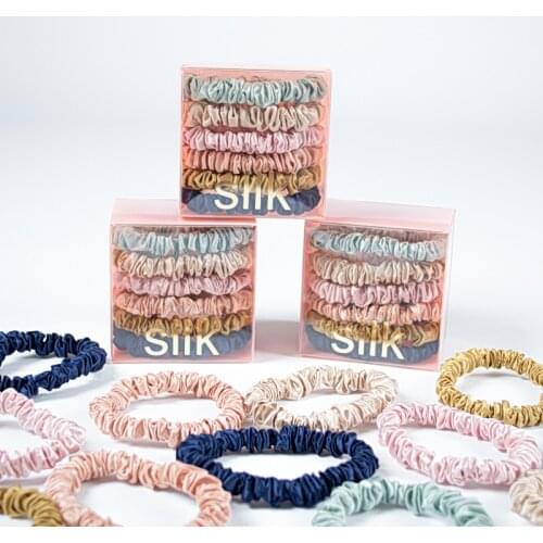 100% Silk Scrunchies Women Headwear Ponytail Holder 22Momme Mulberry Fabric Silk Hair Tie Rope Rings Hair Accessories