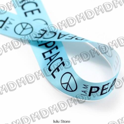 100 Yards 9mm-75mm Size Satin Ribbon Printed With Peace DIY Handmade Gift Wrapping, Packing Webbing HT01-PG015-02547