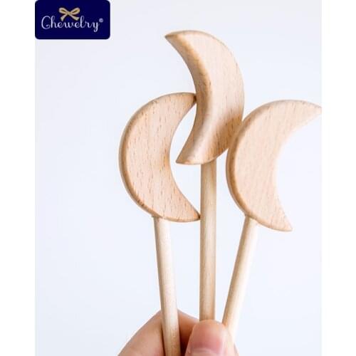 2PC Beech Wooden Star Blocks Moon Toys Custom logo DIY Baby Magic Sticks Rodent Waldorf Rodent Toy Play Gym Toys For Kids Goods