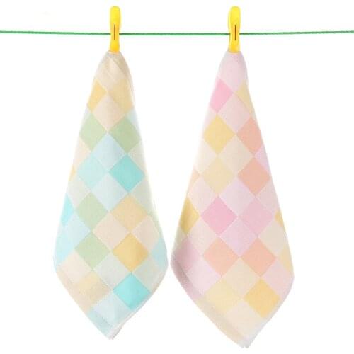 2 pcs Cotton Gauze Square Handkerchiefs Newborn Baby Saliva Towel Solid Color Lattice Face Wash Towel FS0404