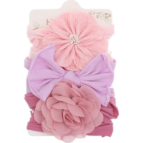 3Pcs/Set Soft Wide Baby Girls Headband Flower Bowknot Newborn Infant Hairband Elastic Infant Headwear Baby Hair Accessories
