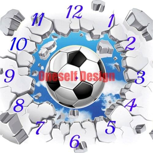 5d diamond painting clock football picture of rhinestones clock diy frame decoration home diamond mosaic diamond art kit clock