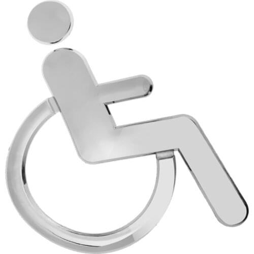 3D Acrylic Wheelchair Sign Disabled Symbol Toilet Mirrored Surface Door Sticker