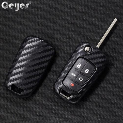 Ceyes Auto Key Covers Carbon Fiber Cover Case For Chevrolet Cruze Aveo Trax Car Key Shell Styling Holder Protection Accessories