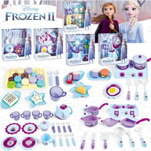 Disney Frozen 2 Girl Toys Princess Anna Elsa Kitchen Pretend Toy for Kids Cake Stand Set Mini Food Kitchen Items Children Gift