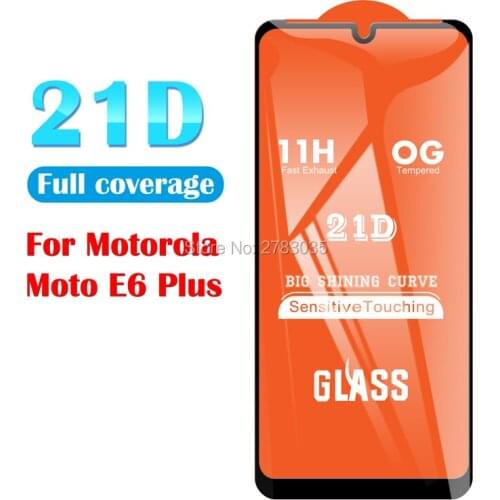 For Motorola Moto E6 Plus / E6s 6.1" 21D 9D Full Glue Cover Toughened Tempered Glass Film Screen Protector Guard