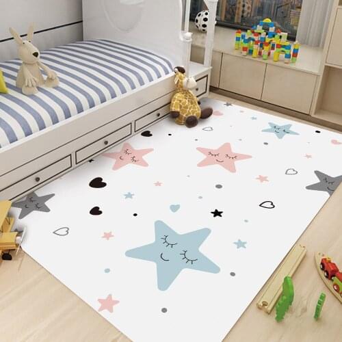 Flannel Carpet Star Smile Pattern Soft Floor Children Crawling Play Childrens Safe Carpet Simple Style Childrens Baby Rugs