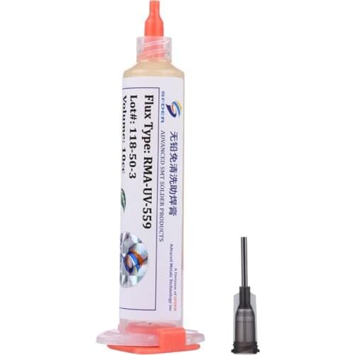 10ML RMA-UV-559 No-Clean Solder Paste Flux Lead-Free Syringe Welding Advanced Oil Flux Grease for PCB SMT BGA Repair Tool