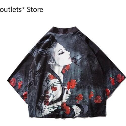 Yukata Haori Japanese Ukiyo-e Kimono Cardigan Summer Women Samurai Costume Asian Clothes Printed Kimonos Jacket Mens Shirt Coat