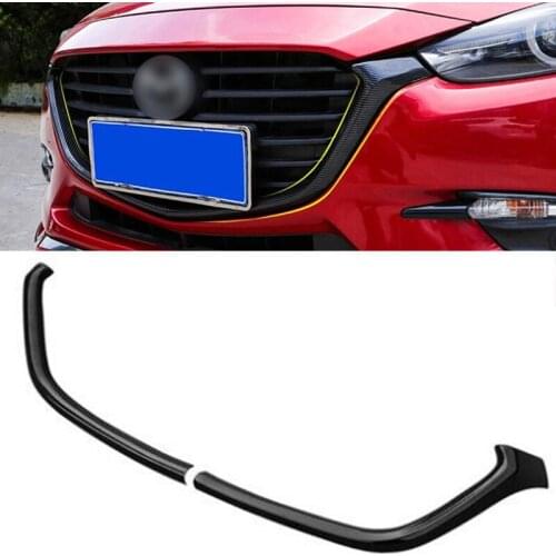 For 2PCS Mazda 3 Car Grille Trim Strip Separator 2017 2018 FRONT Bumper Full Star RACING Grills Cover Trim Mazda3 ACCESSORIES M3