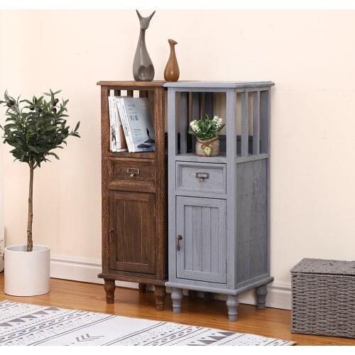 Creative Nordic Simple Solid Wood Furniture Bedroom Bedside Cabinet Paulownia Furniture Retro Style Living Room Storage Table