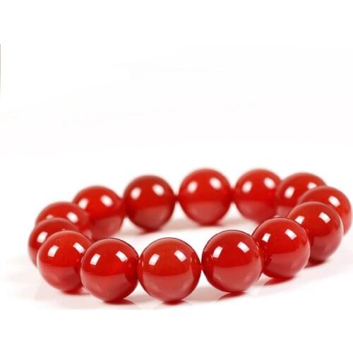 BRO679 Natural Red Carnelian Round Beads Bracelets 14mm Summer Jewelry