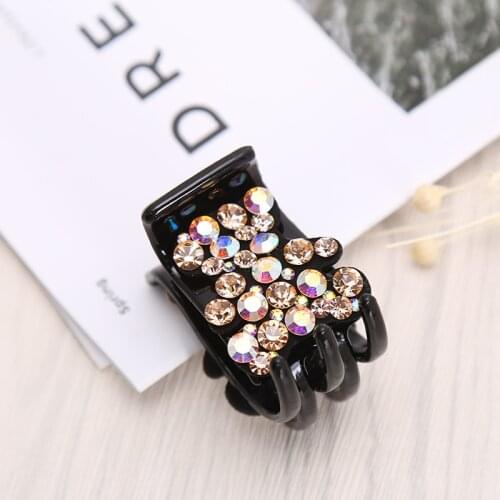 Girl Cute Ponytail Holder Headwear Small Crystal Rhinestone Diamond Hair Claws for Women Fashion Acrylic Clip Hair Accessories