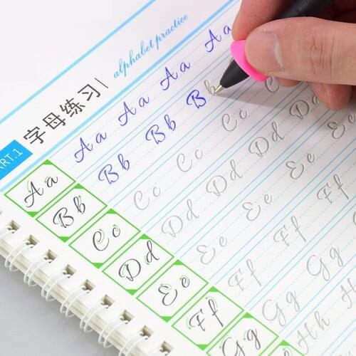 2020 Handwritten English Copybook Set Student Adult Round Body English Font Exerc Copybooks 3D Groove Can Be Used Indefinitely