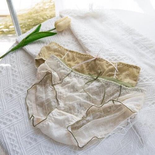 2021 New Womens Underwear Sexy Lace Panties Fashion Hollow Out Comfort Briefs Girl Cute Bow Underpants Female Lingerie