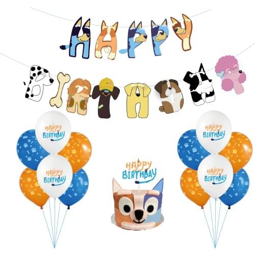 New Dog Theme Balloon Pull Flag Set Cake Insert Card Childrens Birthday Party Decoration Room Scene Layout Party Supplies