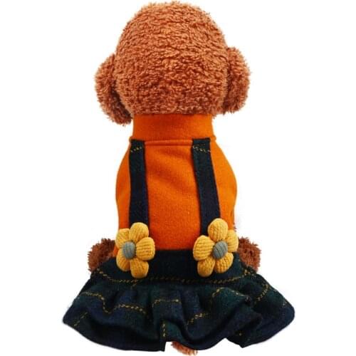 Pet Dog Cat Clothes New Teddy Bear Clothes Keeping Warm In Autumn Winter Caramel Macchiato Woolen Skirt Small Medium Pet Clothes
