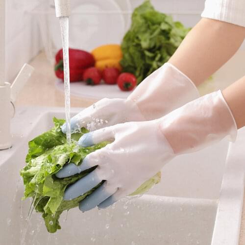 Washing Gloves Silicone Dish Waterproof Non-slip for Toliet Bathroom Laundry Housework Kitchen Winter Cleaning Durable Gloves