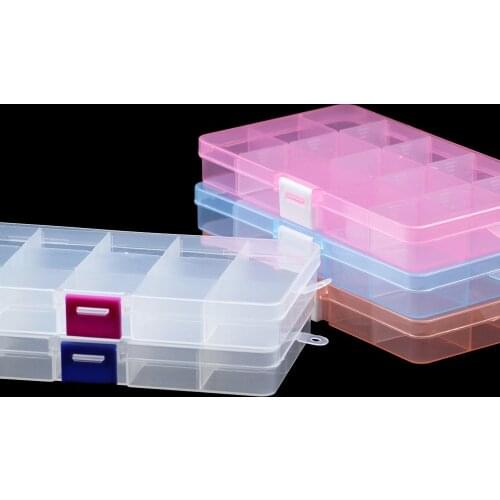 BTFBES Plastic Storage Jewelry Box Adjustable Compartment Container for Bead earring box for jewelry rectangle Transparent Boxes