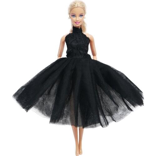 Handmade Doll Dress for Barbie Doll Accessories Black Lace Ballet Skirt Wedding Party Wear Mini Gown Doll Clothes Kids Gift Toy
