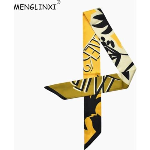 2020 New Brand Letter Small Print Womens Silk Scarf Female Tie Women Headband Handle Bag Ribbon Fashion Long Scarves & Wraps