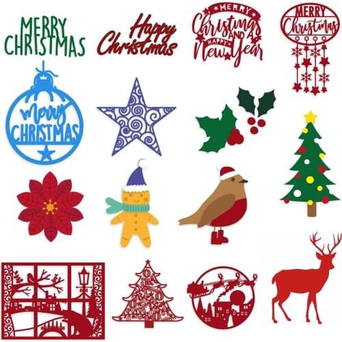 Christmas Themed Items Greetings Star Flowers Tree Elk Landscape Metal Cutting Dies For DIY New Scrapbooking Album Paper Card