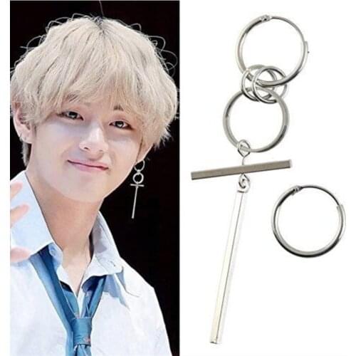 1 Pair Kpop Star JIMIN V Style Earrings For Women Stainless Steel Cylinder Tassel Earring Men Jewelry Never Fade 1864
