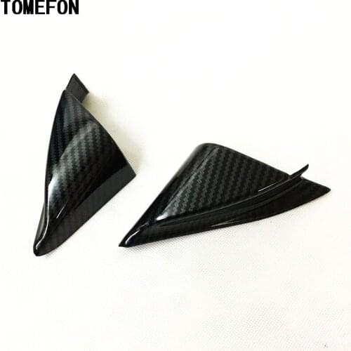 TOMEFON ABS Chrome Carbon Fiber A Pillars Trigangle Cover Interior Decoration Accessories Trim 2pcs For Mazda CX-5 CX5 2017 2018