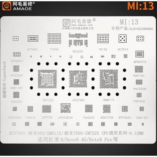 BGA reballing stencil Template for Xiaomi Redmi 9 Note9 IC PM6350 PM4250 SM7225 MT6769V MT6358vw/PM7250B/WCN3991/77040/78190