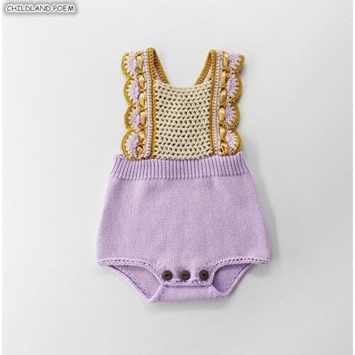 Knitted Baby Clothes Newborn Baby Girl Romper 100% Cotton Handmade Infant Boys Girl Jumpsuit Overalls Baby Girl Romper
