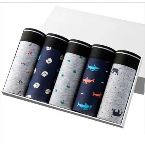 MenS Boxer Pants Cotton Breathable Comfortable U Convex Pocket MenS Shorts Printed Panties