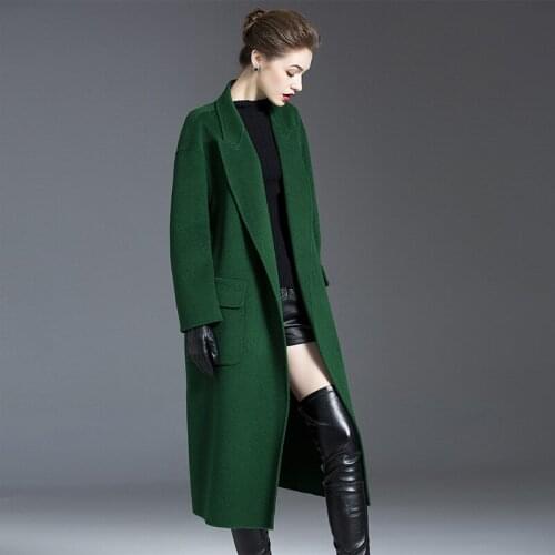 High Quality Winter Double-faced Wool Coat Autumn Long Cashmere Coats with Belt Ladies Outwear Over Knee Abrigo Mujer WPY1888