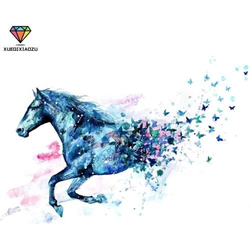 XUEQIXIAOZU Full Round Butterfly and Horse Diamond drawing Diamond embroidery 5D DIY Diamond setting Mosaic painting gift