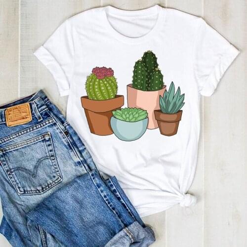 Women Lady Plant Summer Fashoion Flower Cactus Ladies T Tee Tshirt Womens Female Top Shirt Clothes Graphic Clothing T-shirt