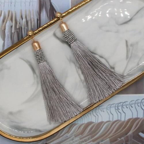 Ethnic bohemian long tassel hanging dangle earrings for women girl trendy engagement party jewelry accessories gift