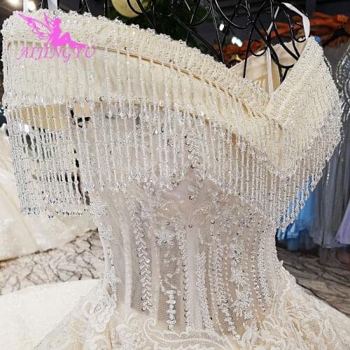 AIJINGYU Women Wedding Dress Lace Gowns Modest Reception Fabric Russian Real Images Bridle Gown Mature Wedding Dresses