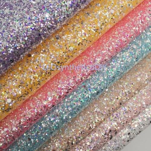 1PC 21X29CM Chunky Glitter Leather with Stars and Hearts For Making Bows Accessories LEOsyntheticoDIY GM3089A
