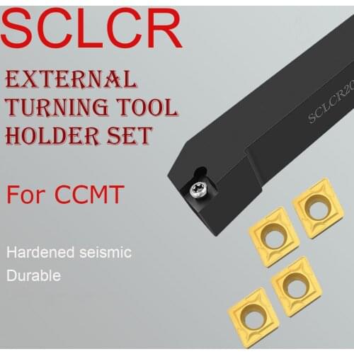 1PC SCLCR1212H09 CNC External Turning Tool Holder Lathe Boring Bar Cutting Suitable For CCMT09 Carbide Insert Set