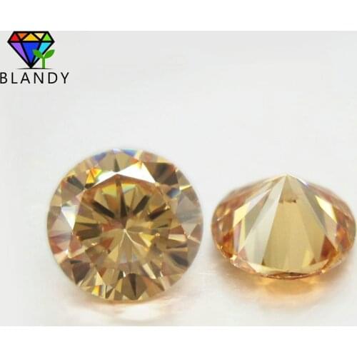 1000pcs AAAAA Grade 0.8~3.0mm Champagne Cubic Zirconia Stone Round Cut Loose CZ Stone Synthetic Gems For Jewelry