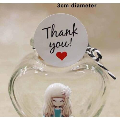 1000pcs sweet Round Thank You paper seal sticker white/kraft adhesive stickers for handmade bakery&gift packaging Label