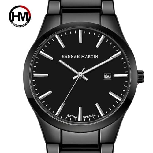 2021 Hannah Martin Mens Watches Top Brand Luxury Mens Watch Watch Auto Date Watches Waterproof Full Steel Clock erkek kol saat
