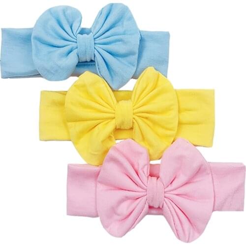 3pcs/Set Turban Bows Headband For Baby Girls Head Wraps Elastic Toddler Nylon Headwear Baby Hair Accessories Bow Headband