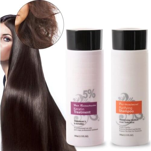 5% Brazil Keratin Treatment Shampoo Hair Care Set Straightening Damage Repair w