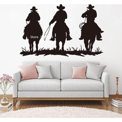 Large Horse Riding Wall Stickers For Living Room Interior Decor 3 Cowboy Decal Animal Wild West Wall Murals Hot Posters LC1093