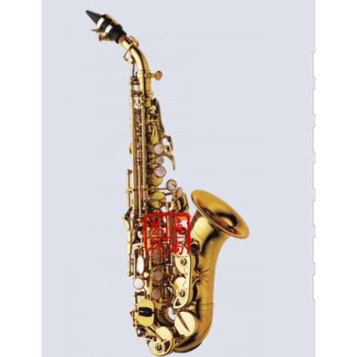 BULUKE Curved Soprano Saxophone s-991 Gold Lacquer Sax Curved Soprano Musical Instruments Professional Included Case