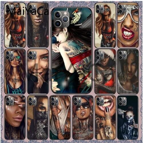 Hot Sexy Sleeve Tattoo Girl Phone Accessories Case for iphone 12 11 Pro XS MAX XS XR 8 7 6 Plus 5 5S SE