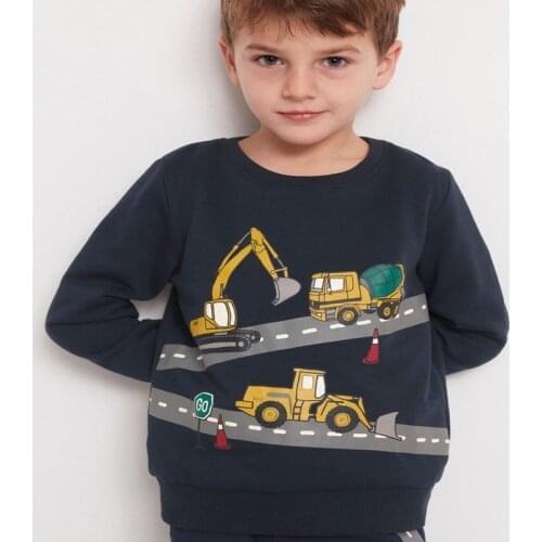 Kids Boys Engineering Vehicle Sweatshirts Baby Boy Pullover Hoodies Clothes Autumn Children Clothing Toddler Sweatershirt
