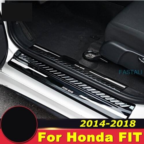 For Honda FIT JAZZ 2014-19 Car door sill built-in external gk5 welcome pedal decorative bright strip rear guard plate